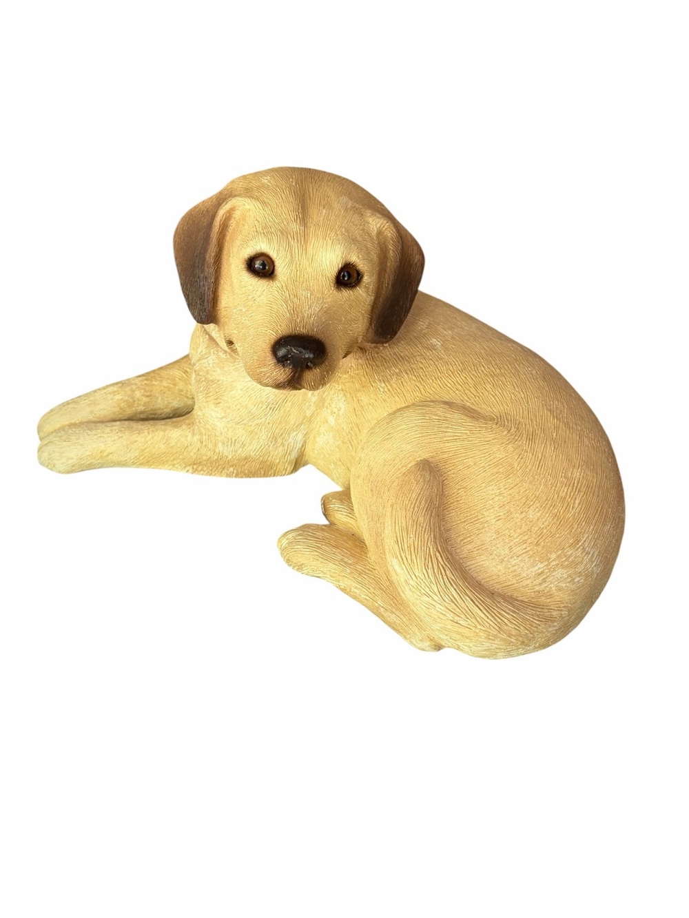 Vintage Sandicast Yellow Labrador Retriever Lying Dog Figurine Hand-Painted 1984